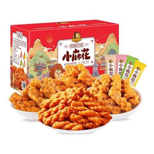 刺猬阿甘 小麻花 (焦糖味+芝麻味+香葱味+花椒) 752g