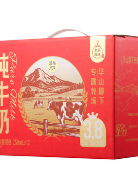 盒马华山牧场3.8g乳蛋白纯牛奶250ml*12盒原生高钙早餐奶
