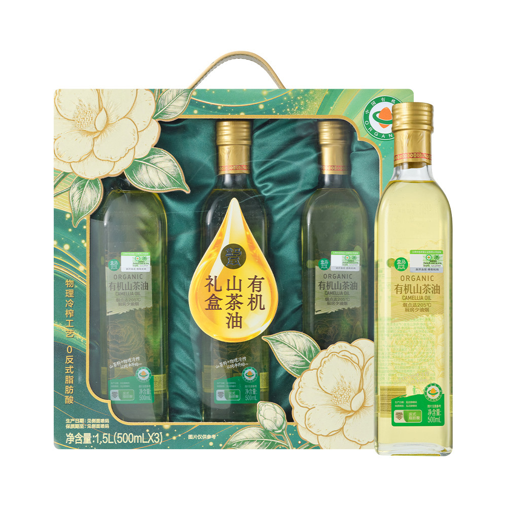 盒马有机山茶油礼盒500ml*3图片