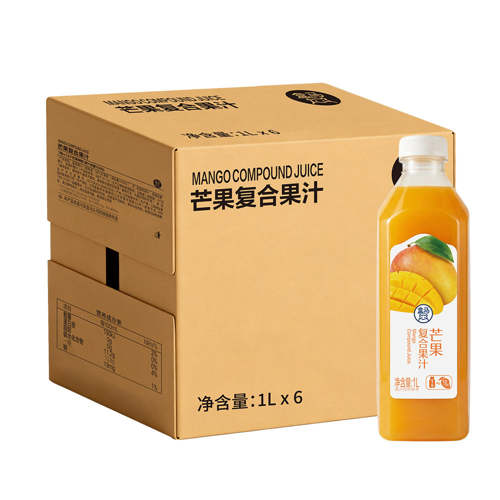 盒马 芒果复合果汁 1L*6瓶