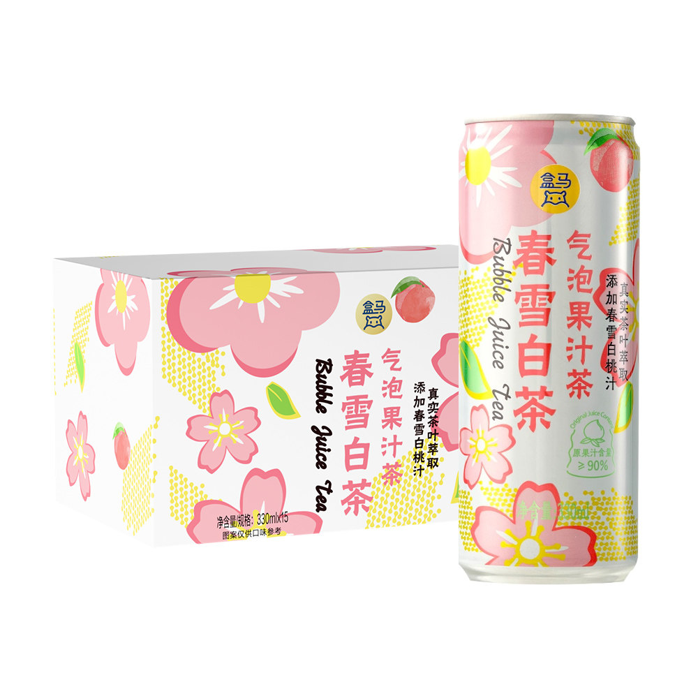 盒马 春雪白茶气泡果汁茶 330ml*15罐图片