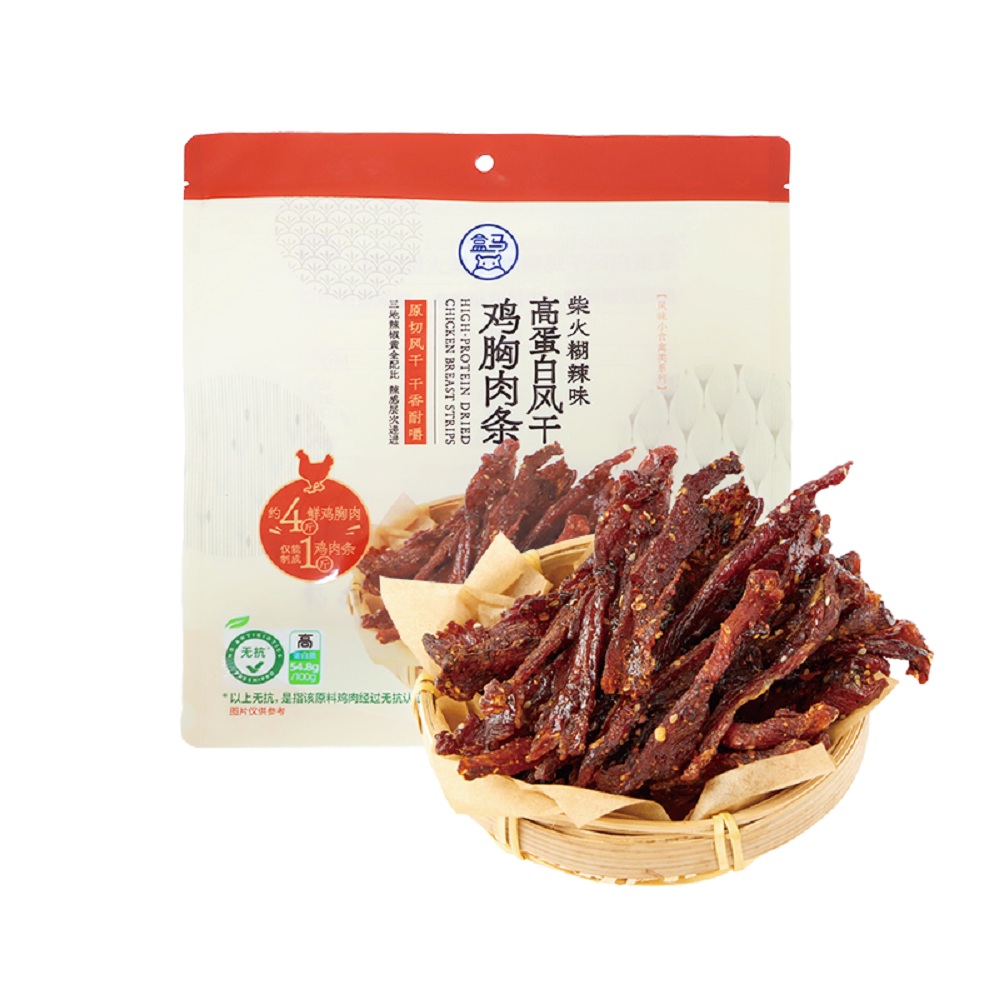 盒马 高蛋白风干鸡胸肉条 柴火糊辣味 258g图片