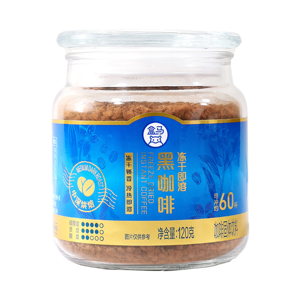 盒马 冻干即溶黑咖啡 120g 中深烘焙图片