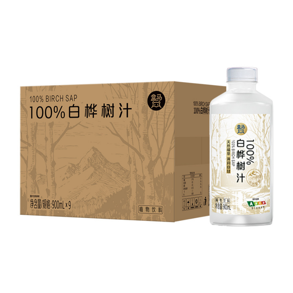 盒马 100%白桦树汁 900ml*9瓶