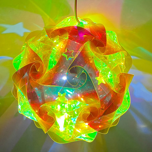 新年镭射灯笼炫彩发光儿童手提灯笼DIY材料包摆摊直供