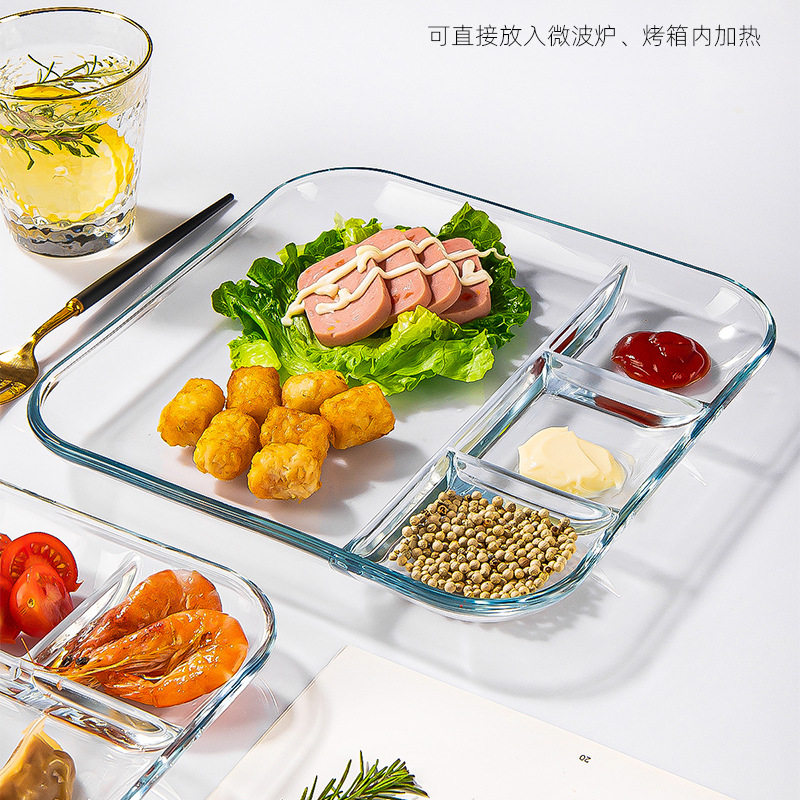 分格盘子钢化玻璃早餐餐