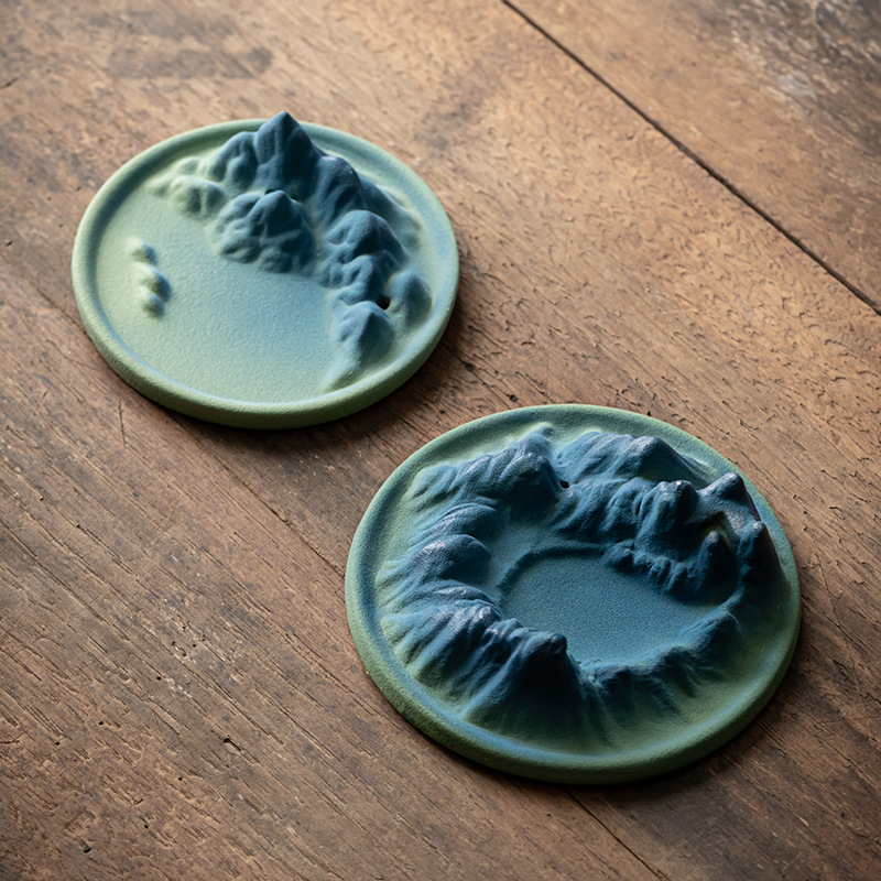 千里江山陶瓷线香插倒流香炉家用室内香薰炉禅意书房茶桌香座摆件