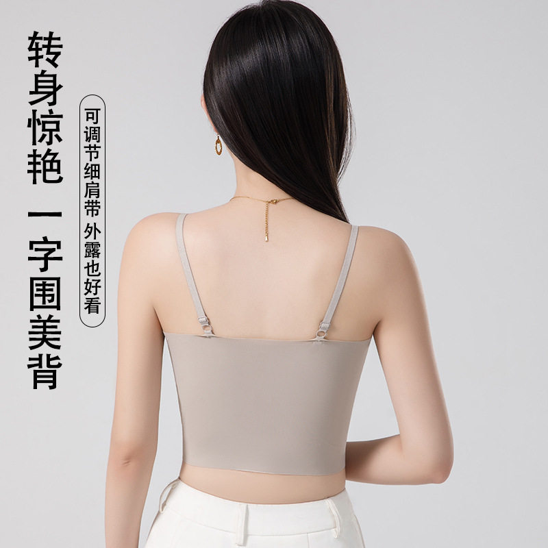 轻奢蕾丝缎面美背裹胸抹