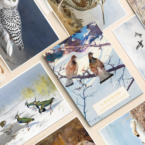 大师水彩动物明信片高清