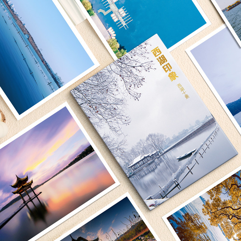 西湖印象西湖十景明信片32张风景照片集艺术小卡片文艺新年贺卡创意