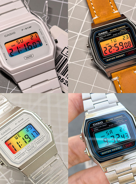 适用卡西欧F91W/A158w小方块DW5600屏幕改装贴纸彩虹渐变血鹤屏