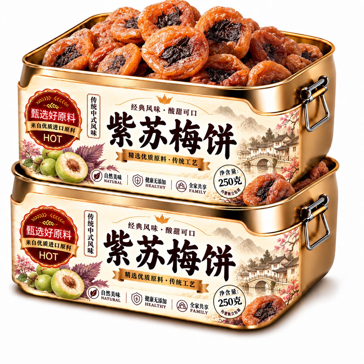 湖南特产紫苏梅饼酸甜无核梅肉果脯蜜饯青梅梅子休闲零食小吃无核