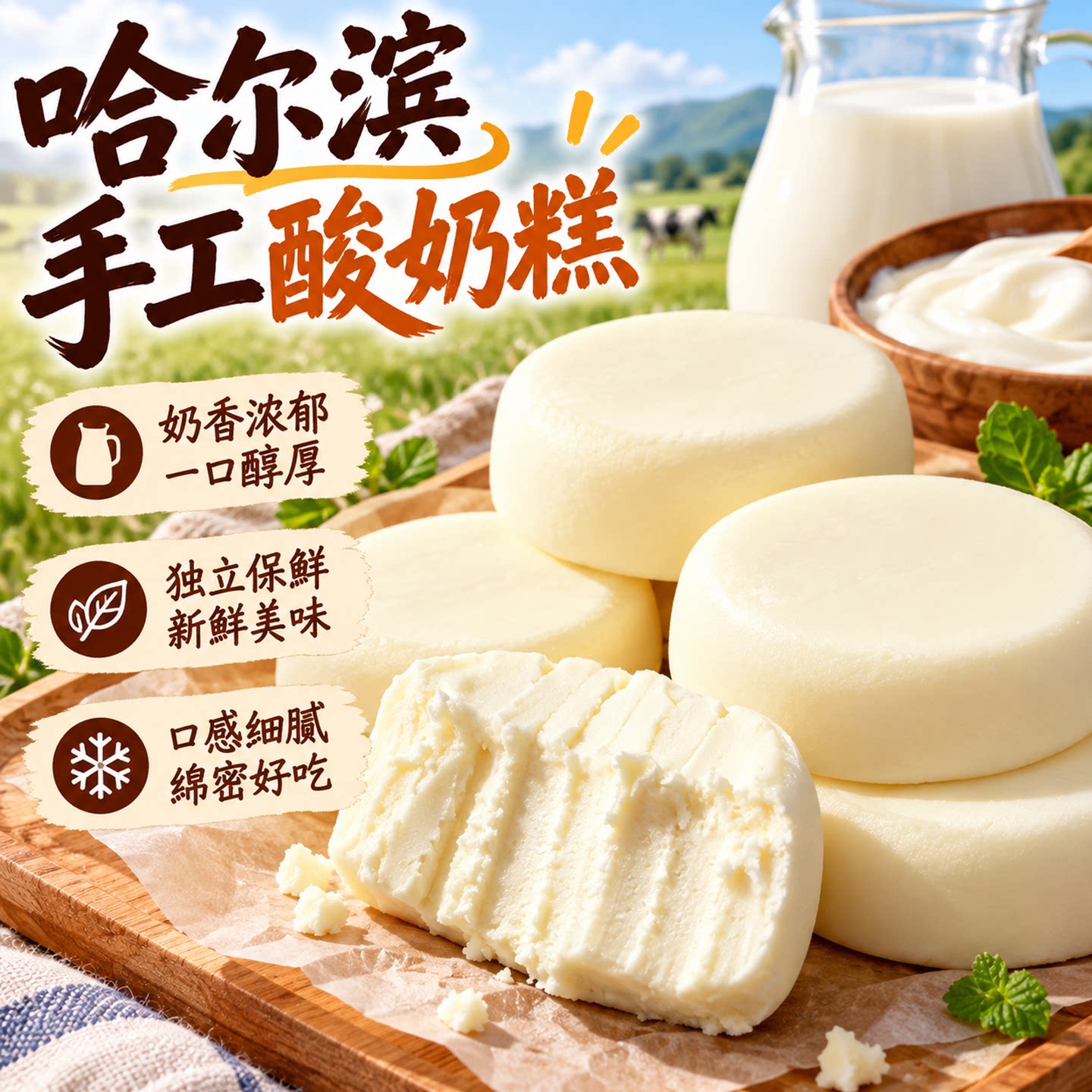 哈尔滨酸奶糕东北特产手工内蒙古奶酪疙瘩糕点地方小吃点年货食品