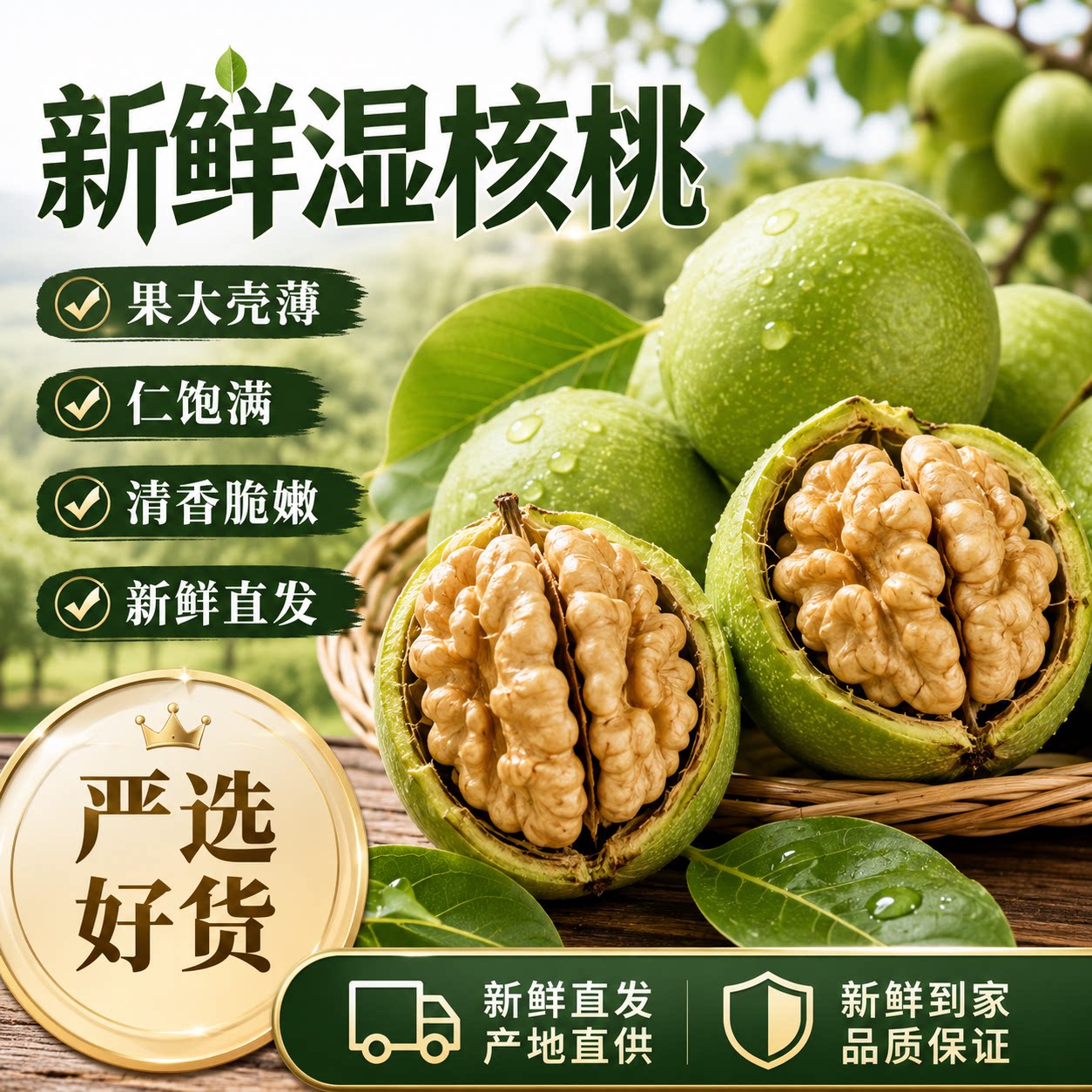 云南2026年新鲜湿核桃去青皮新货老树野生薄皮生核桃孕妇专用原味