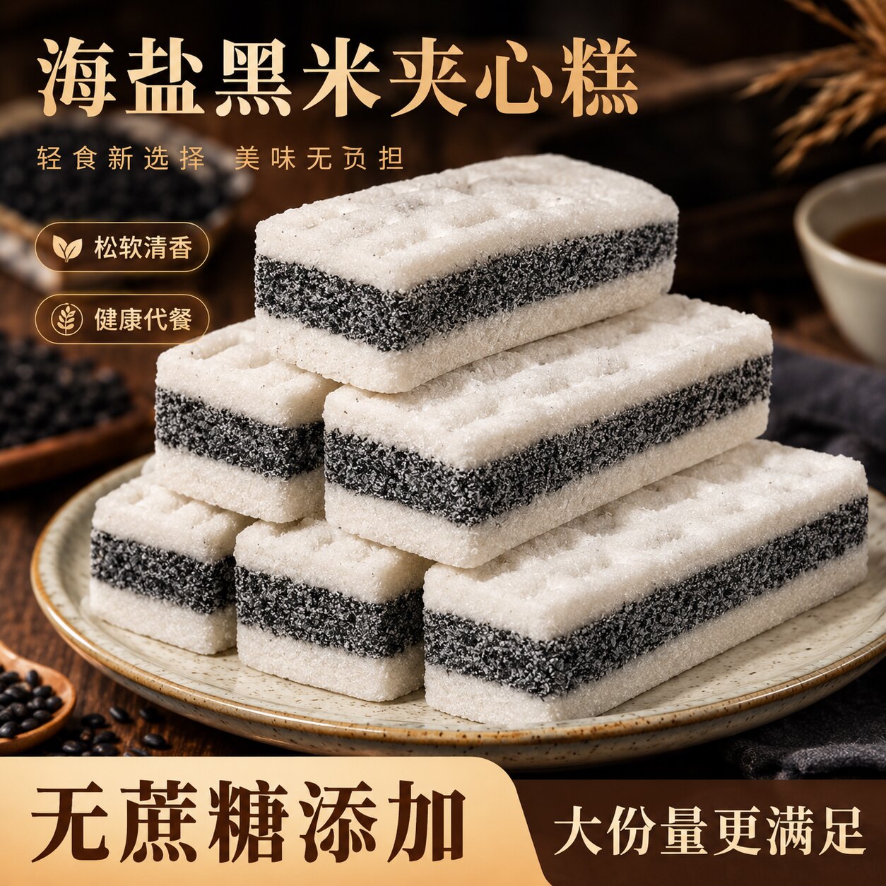 正宗黑米茯苓芡实糕紫米无糖无添加手工肥减早餐老字号旗舰店正品图片