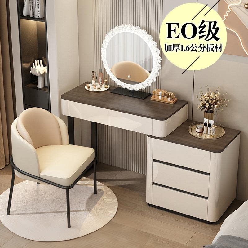 梳妆台意式轻奢现代简约实木化妆桌卧室斗柜一体收纳胡桃木化妆台