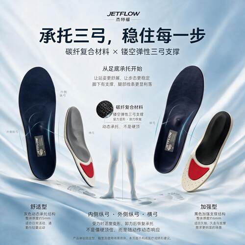 jetflow杰特福鞋垫碳板篮球运动碳纤维系列足弓支撑扁平足