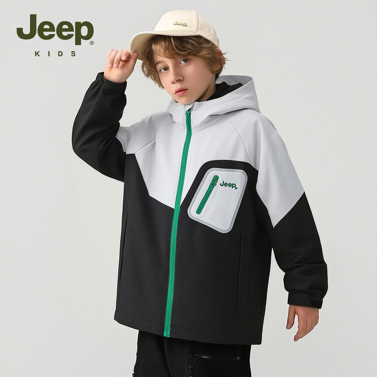 Jeep吉普童装儿童户外冲锋外套