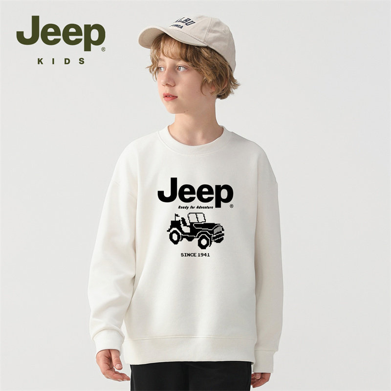 Jeep吉普童装男童圆领卫衣2026春秋新款儿童印花套头衫运动上衣潮