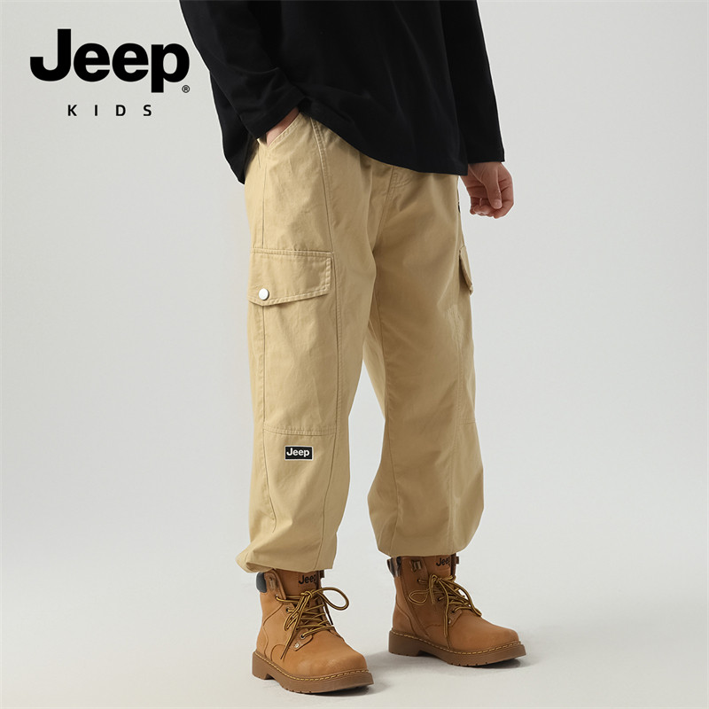 Jeep吉普童装男童裤子2026春秋新款儿童纯棉工装裤户外休闲长裤潮