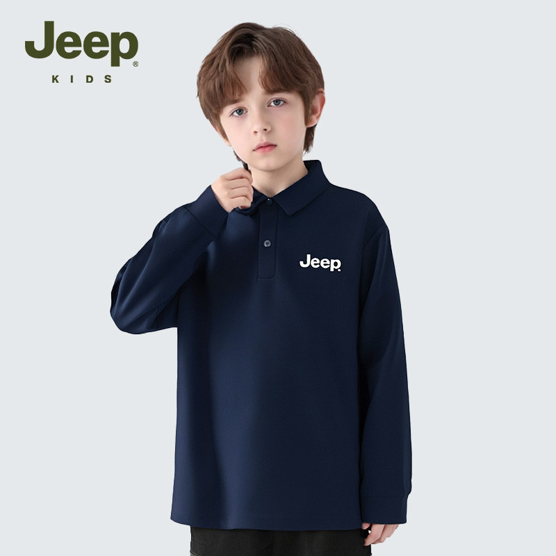 Jeep吉普童装男童长袖POLO衫