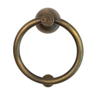 全铜中式大门拉手仿古实木门把手老式纯黄铜拉环复古实心门环配件