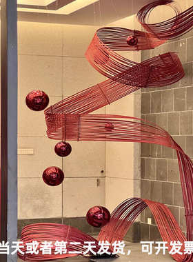 红色竹排竹编竹篾条花艺婚庆道具造景装饰竹艺橱窗网红新年美陈