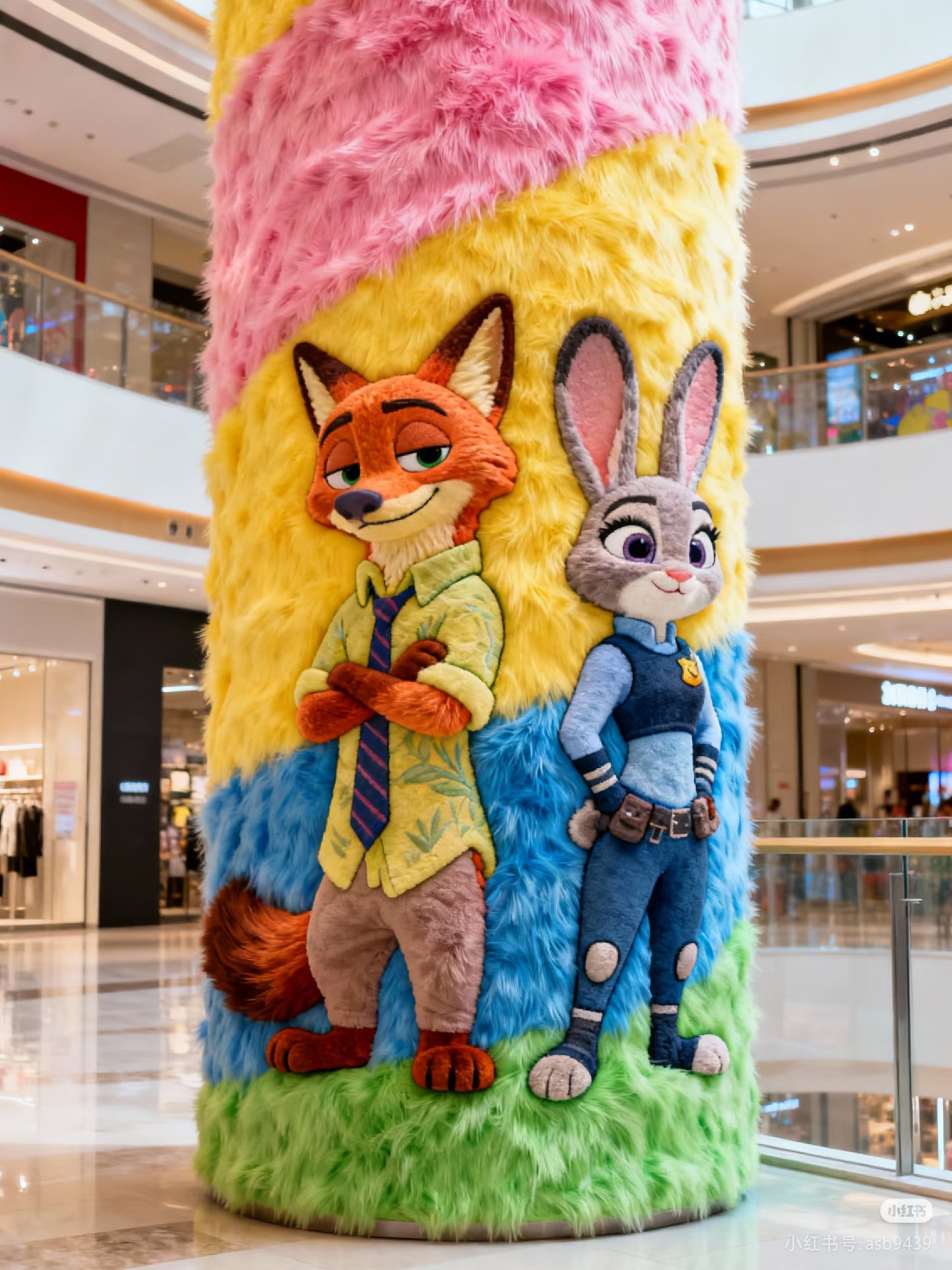 疯狂动物城毛绒卡通柱子装饰商场美陈装饰品雕塑摆件网红打卡装置