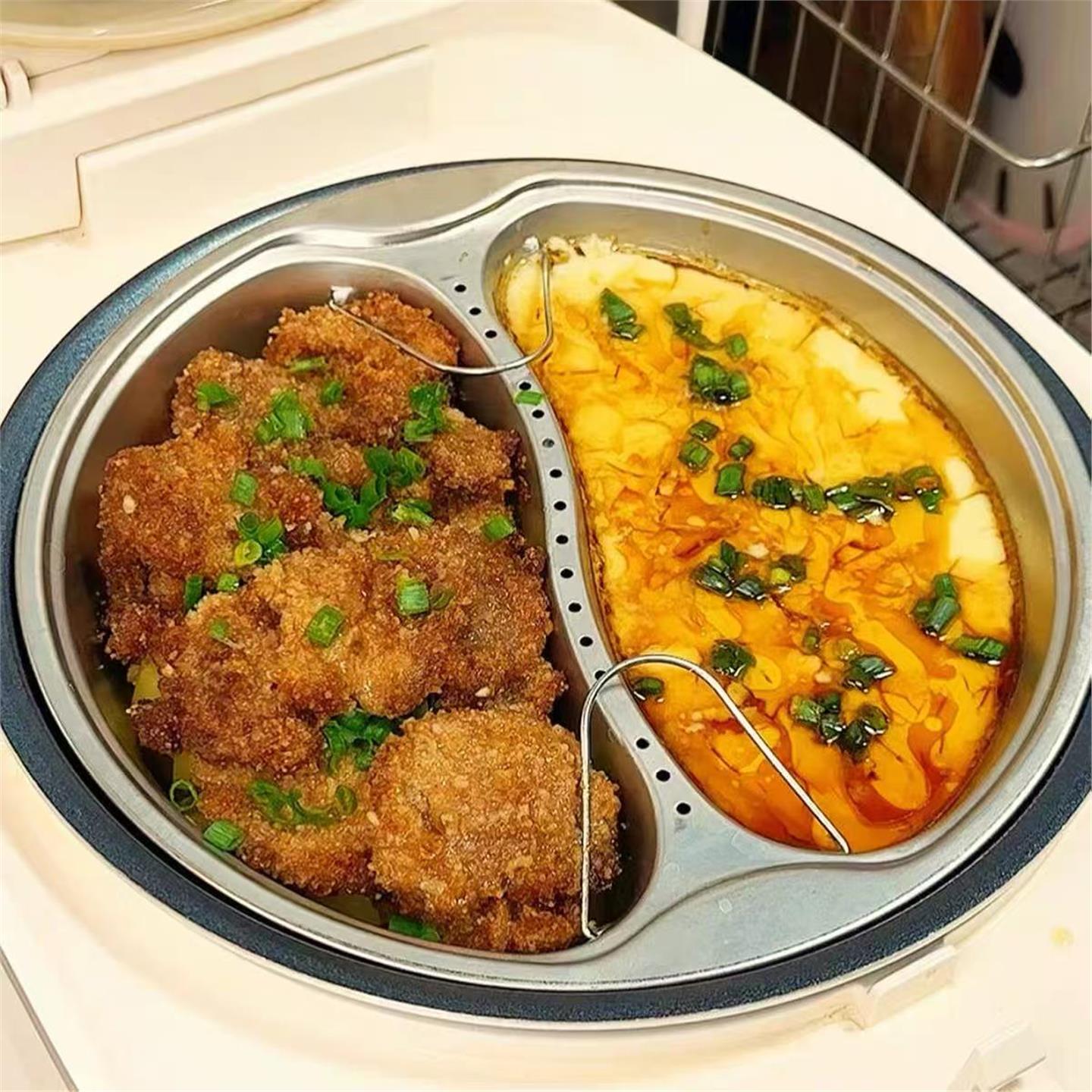 不锈钢电饭煲蒸盘分格食品