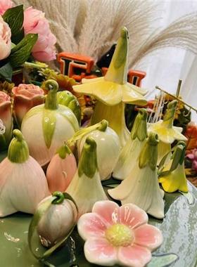 风铃铃铛花朵家居装饰品花朵摆件酒柜玄关客厅陶瓷简约办公工艺品