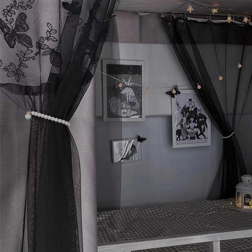 中二班寝室宿舍单双层蝴蝶刺绣上下床通用床帘蚊帐防尘遮光一体式