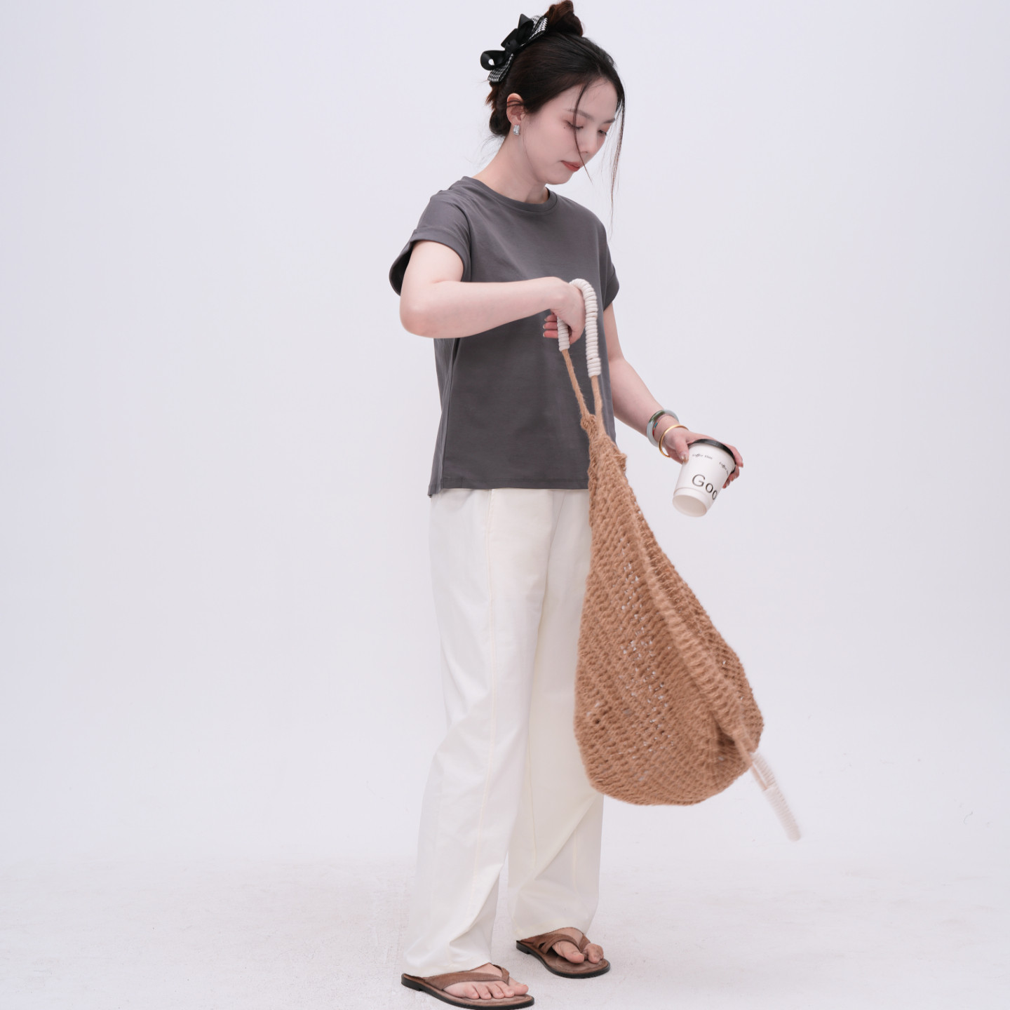 李迪菲 白色韩系简约百搭高腰显瘦直筒裤女宽松休闲阔腿长裤子女,女装/女士精品,休闲裤,淘宝优惠券,粉丝福利购,淘宝优惠卷