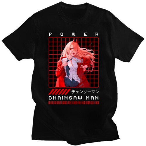 欧美热卖Chainsaw Man电锯人POWER 新潮卡通帅气欧码宽松男女T恤