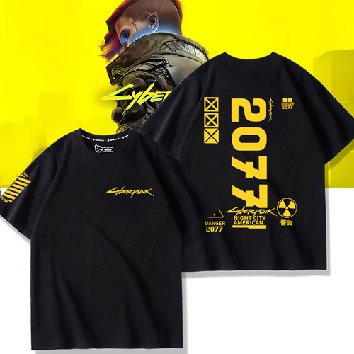赛博朋克边缘行者Cyberpunk2077联名周边短袖T恤男女纯棉夏季衣服