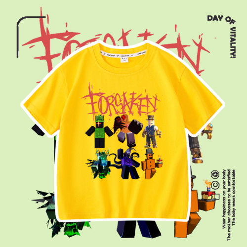 跨境新品forsaken roblox 游戏周边半袖上衣夏装男女儿童短袖夏季