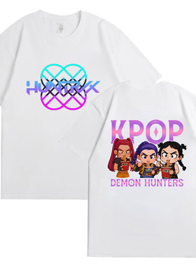 HUNTRX猎魔女团高质量印花T恤韩版宽松纯棉短袖t恤女童上衣服圆领