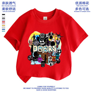 逃离大门Roblox doors游戏动漫周边衣服夏季新款棉t恤短袖上衣服