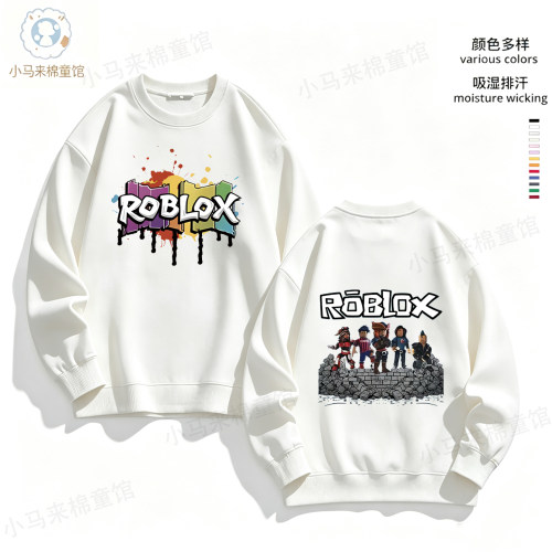 roblox罗布乐思男童卫衣春秋季纯棉儿童加绒加厚中大童长袖上衣服