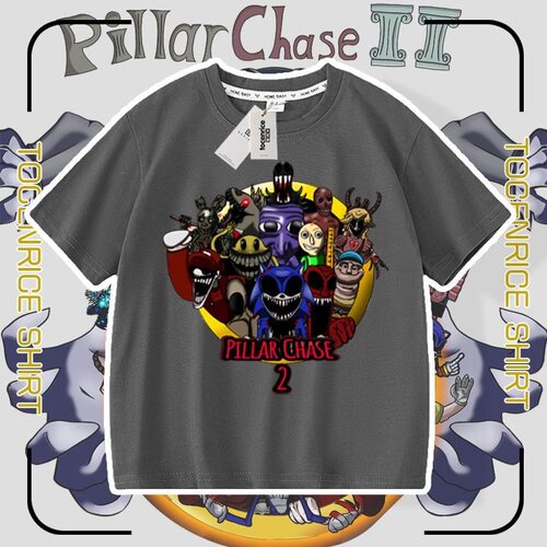 跨境新PILLAR CHASE 2 roblox 游戏半袖上衣夏装男女儿童短袖夏季