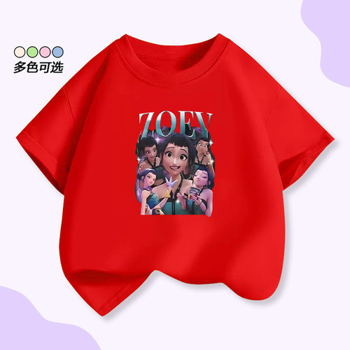 跨境欧美kpop猎魔女团SAJA BOYS男女童短袖t恤夏季纯棉体恤上衣服