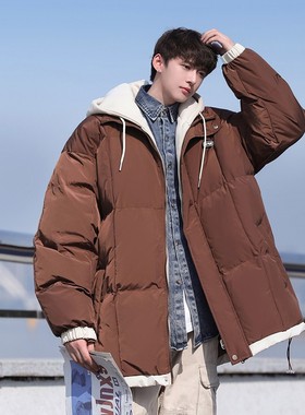 公子日本系假两件棉衣男冬季加厚保暖宽松棉袄连帽棉服外套