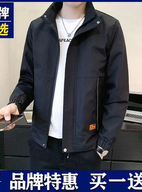 优选外套男士春秋冬季立领上衣加绒宽松潮流休闲高档宽松夹克