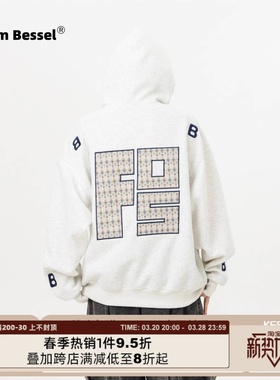 VISVIM BESSEL美式复古刺绣连帽卫衣女秋重磅运动宽松长袖情侣衫