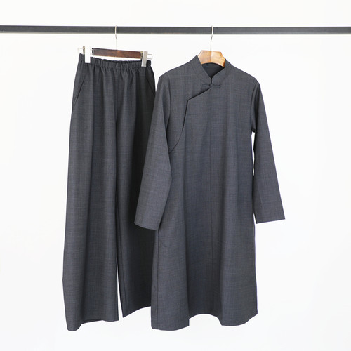 精纺羊毛时髦新中式时尚套装