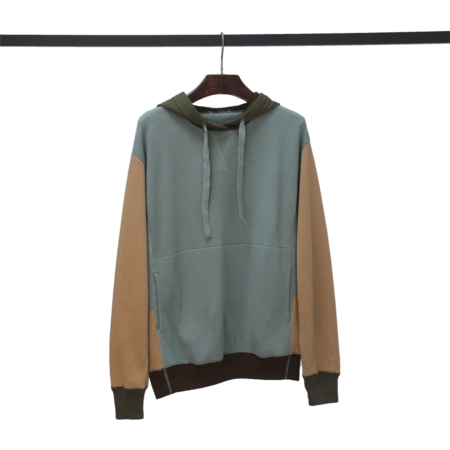 拼色设计连帽宽松休闲卫衣上衣女