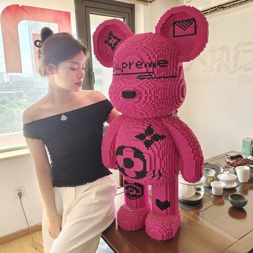 超大暴力熊益智积木成人高难度拼图装玩具网红流体大白熊客厅摆件