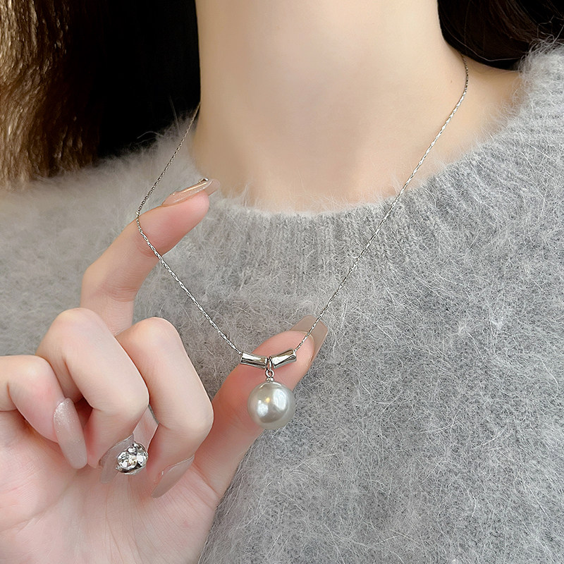 棉左亚克力合金女竹节项链