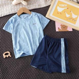 套装 新款 跑步运动服休闲速干衣男女童夏季 儿童短袖 T恤短裤 两件套