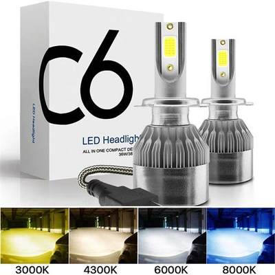 2x H7 LED H11 H4 Hi/Lo H1 H3 H8 HB1 HB3 HB4 HB5 HIR2 H13 H27