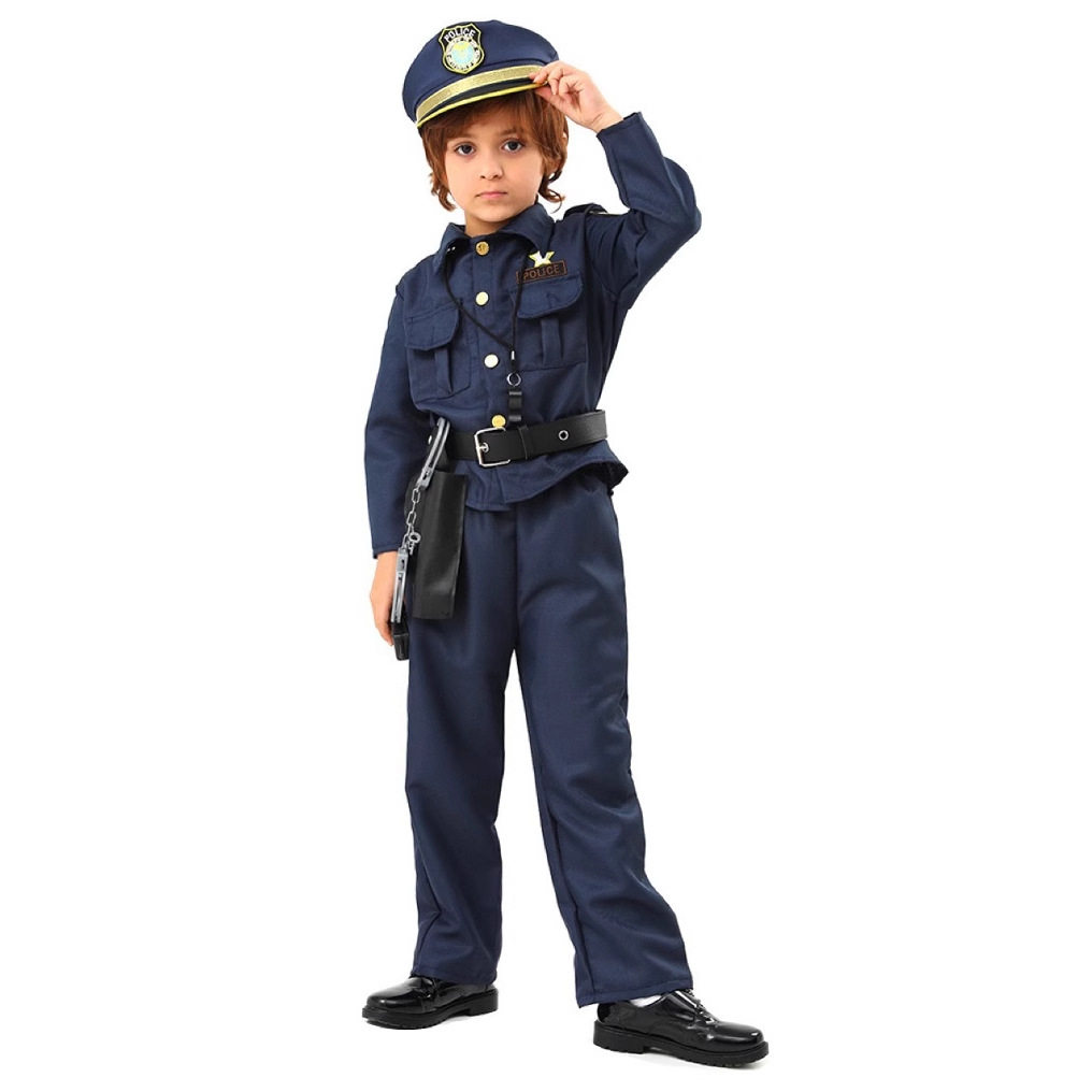 万圣节儿童警察服角色扮演小孩游戏服表演男女变装舞会派对服装